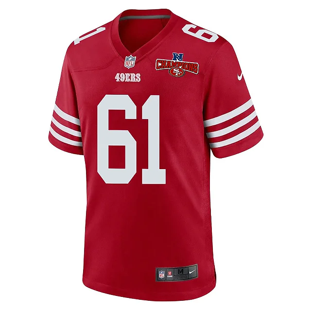 Zennovawear Corey Luciano 61 San Francisco 49ers NFC Champions Patch Game Men Jersey - Scarlet