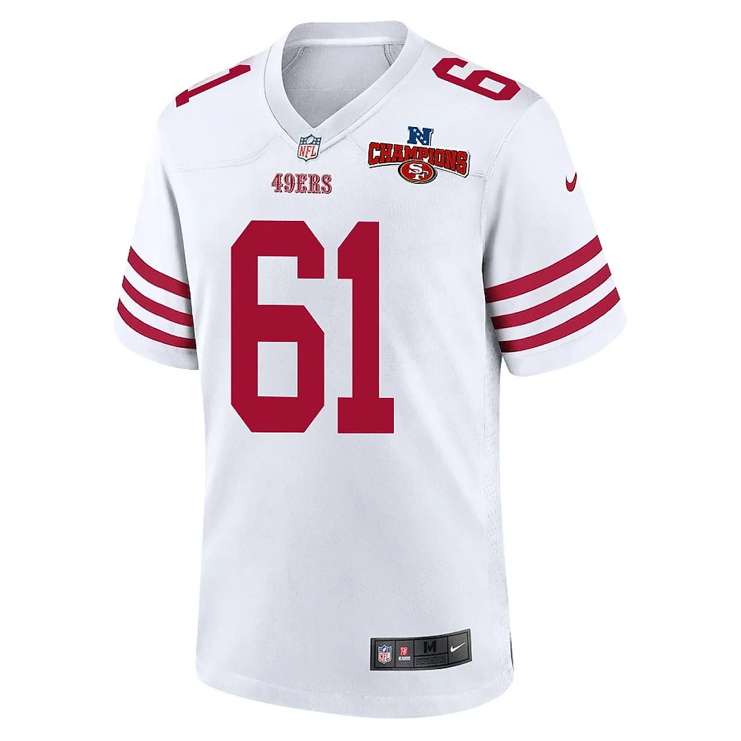 Zennovawear Corey Luciano 61 San Francisco 49ers NFC Champions Patch Game Men Jersey - White