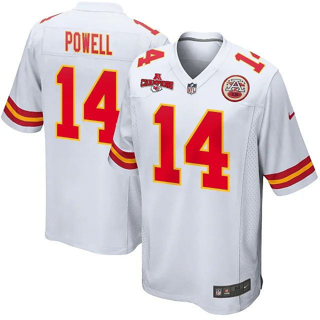 Zennovawear Cornell Powell 14 Kansas City Chiefs AFC Champions Patch Game Men Jersey - White