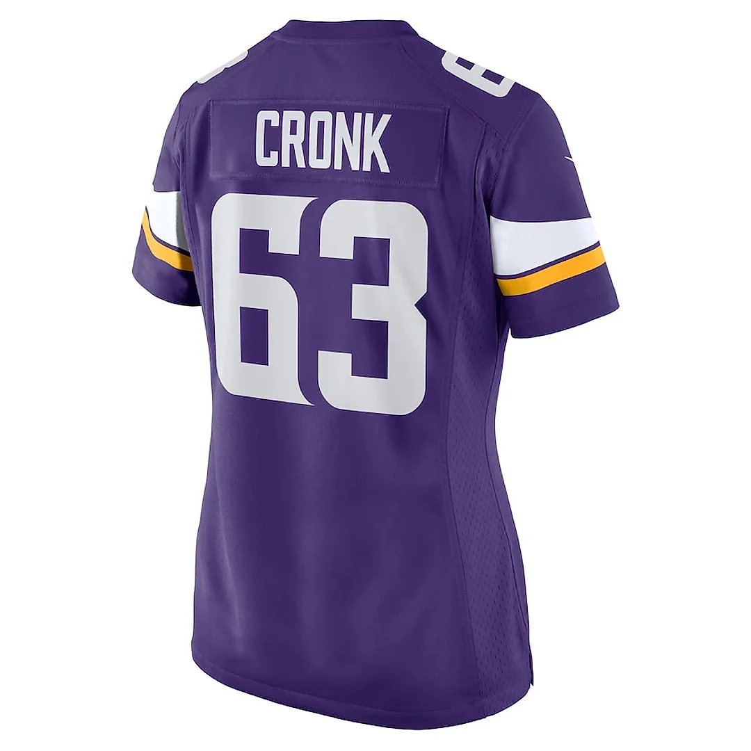 Zennovawear Coy Cronk 63 Minnesota Vikings Team Game Women Jersey - Purple
