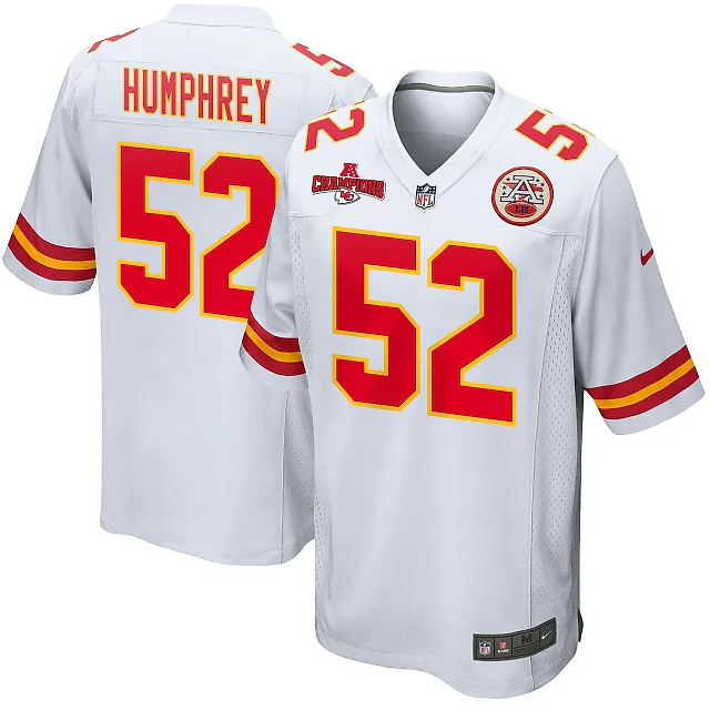 Zennovawear Creed Humphrey 52 Kansas City Chiefs AFC Champions Patch Game Men Jersey - White
