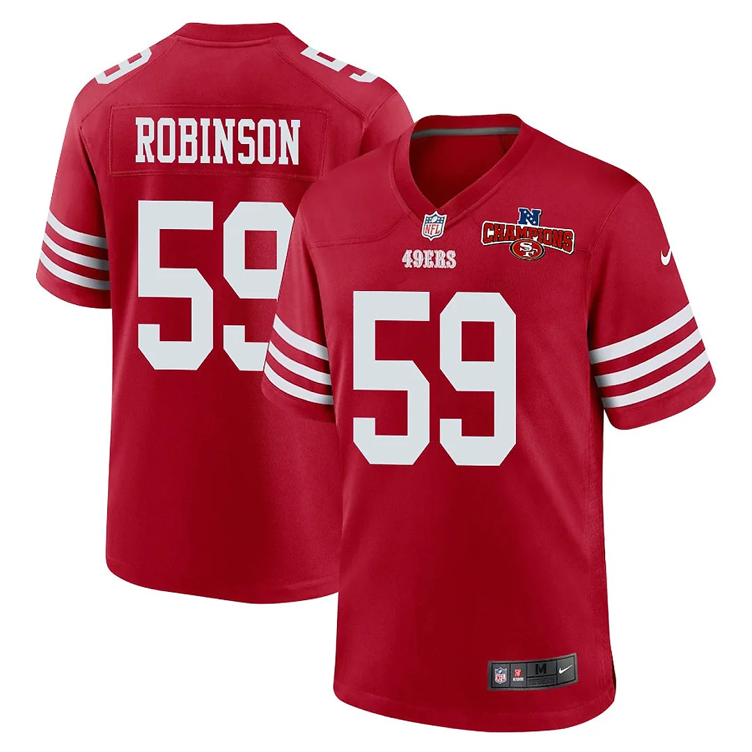 Zennovawear Curtis Robinson 59 San Francisco 49ers NFC Champions Patch Game Men Jersey - Scarlet