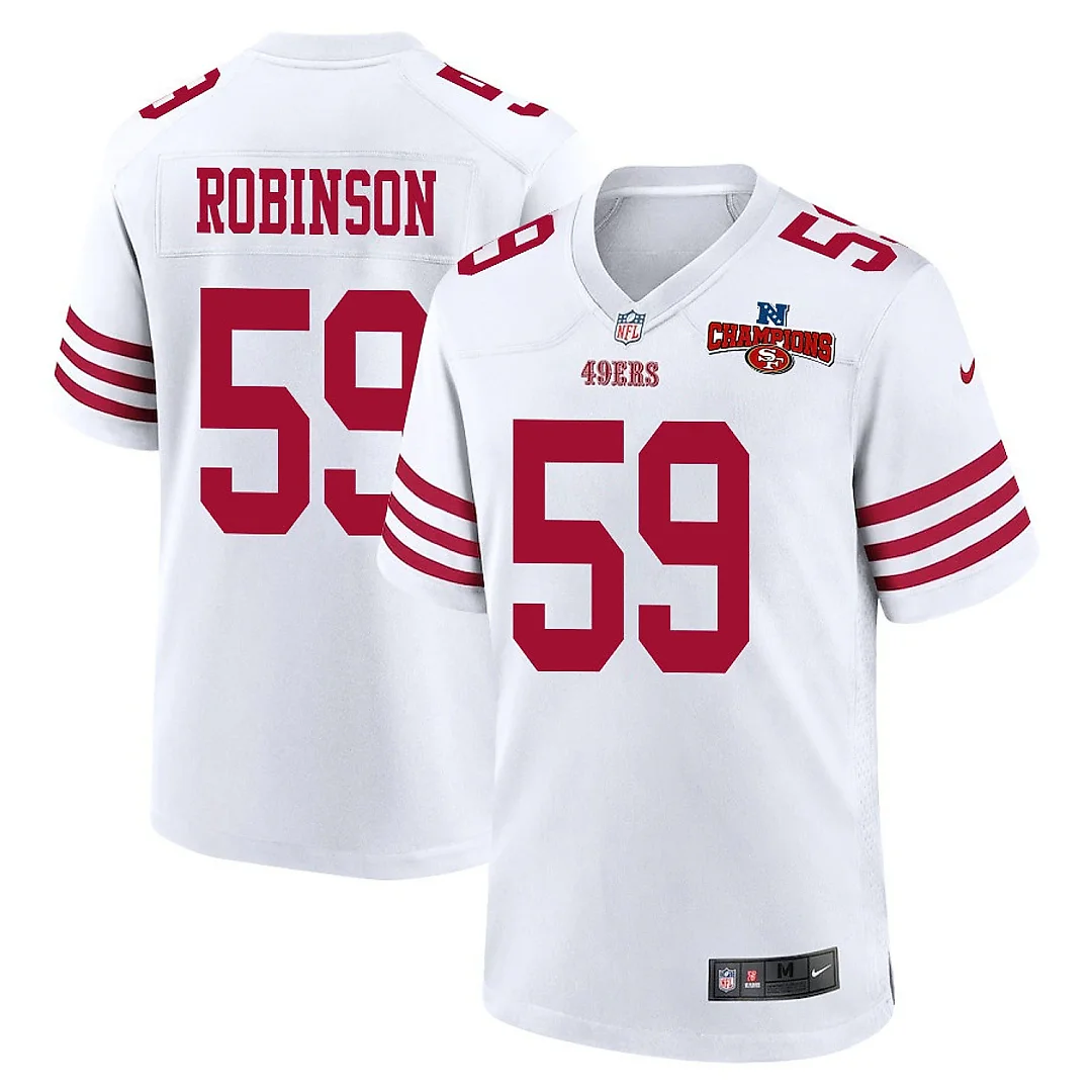 Zennovawear Curtis Robinson 59 San Francisco 49ers NFC Champions Patch Game Men Jersey - White