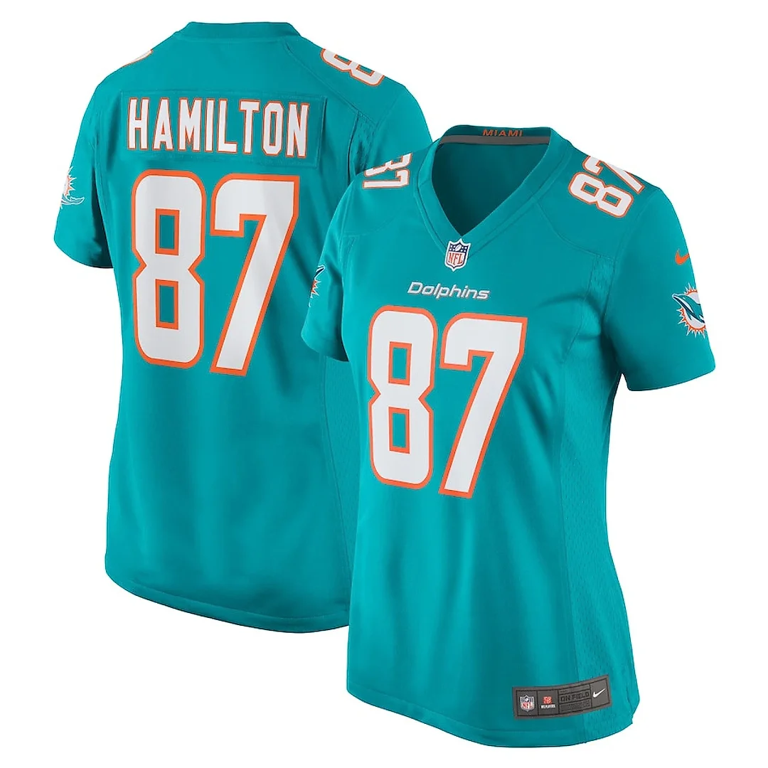 Zennovawear DaeSean Hamilton 87 Miami Dolphins Women Home Game Jersey - Aqua