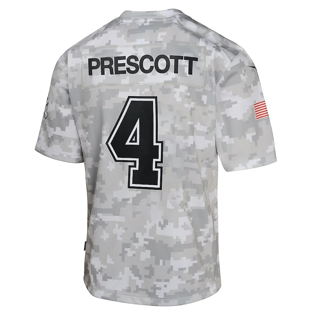 Zennovawear Dak Prescott 4 Dallas Cowboys 2024 Salute to Service Game YOUTH Jersey - Arctic Camo