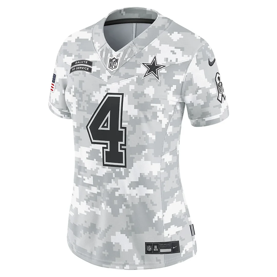 Zennovawear Dak Prescott 4 Dallas Cowboys Women's 2024 Salute to Service Limited Jersey - Arctic Camo