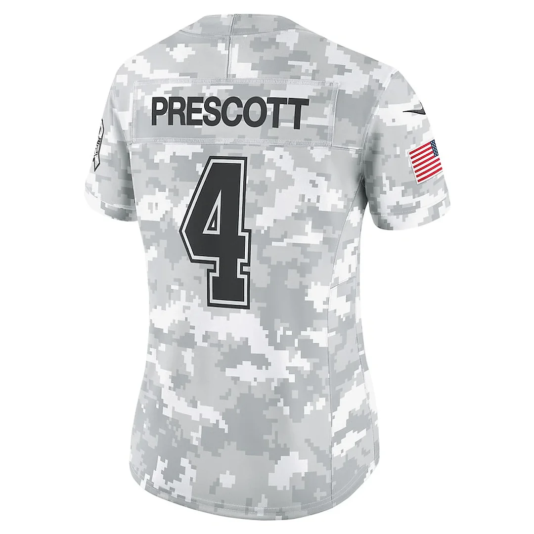 Zennovawear Dak Prescott 4 Dallas Cowboys Women's 2024 Salute to Service Limited Jersey - Arctic Camo