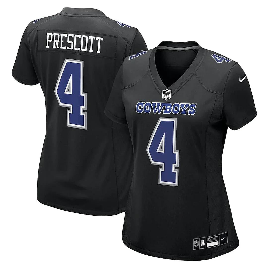 Zennovawear Dak Prescott 4 Dallas Cowboys Women's Fashion Game Jersey - Carbon Black