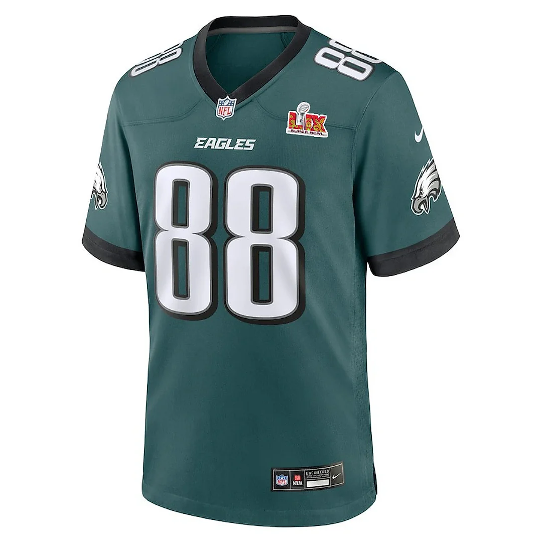 Zennovawear Dallas Goedert 88 Philadelphia Eagles Super Bowl LIX YOUTH Jersey - Midnight Green