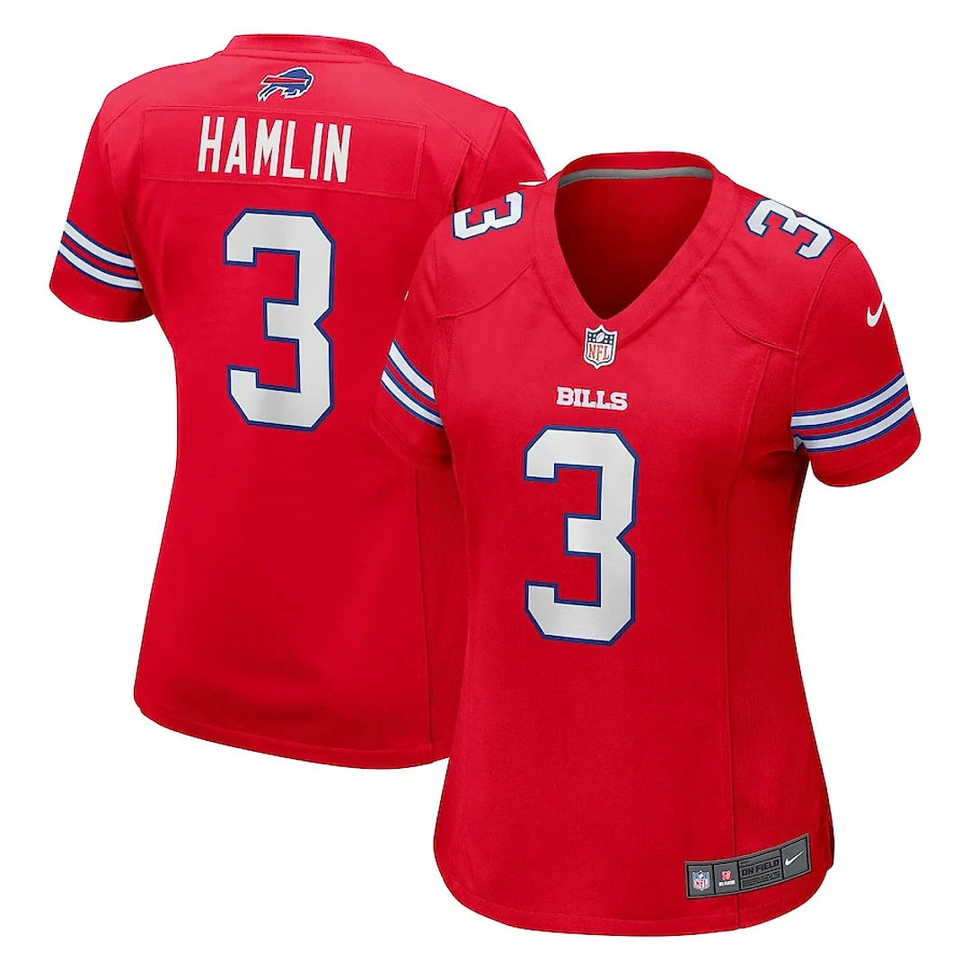 Zennovawear Damar Hamlin 3 Buffalo Bills Women Game Jersey - Red
