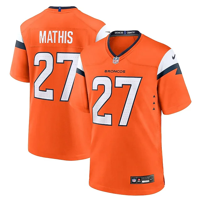 Zennovawear Damarri Mathis 27 Denver Broncos Team Game Men Jersey - Orange