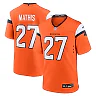 Zennovawear Damarri Mathis 27 Denver Broncos Team Game Men Jersey - Orange