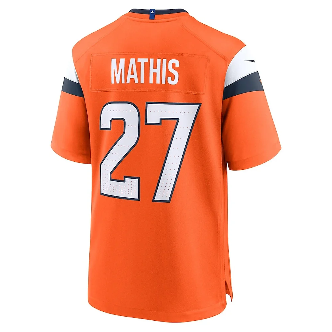Zennovawear Damarri Mathis 27 Denver Broncos Team Game Men Jersey - Orange