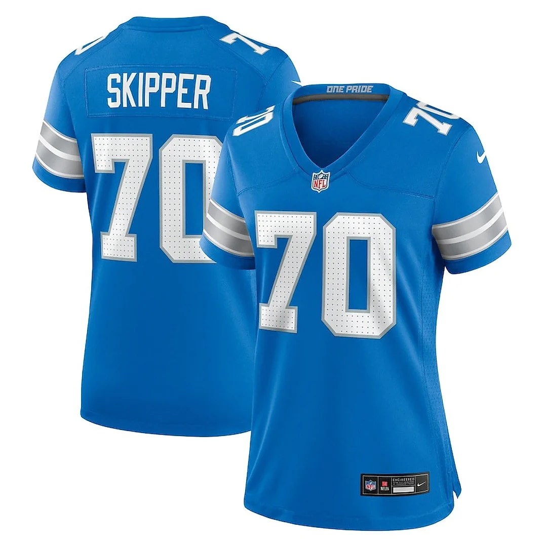 Zennovawear Dan Skipper 70 Detroit Lions Women's Team Game Jersey - Blue