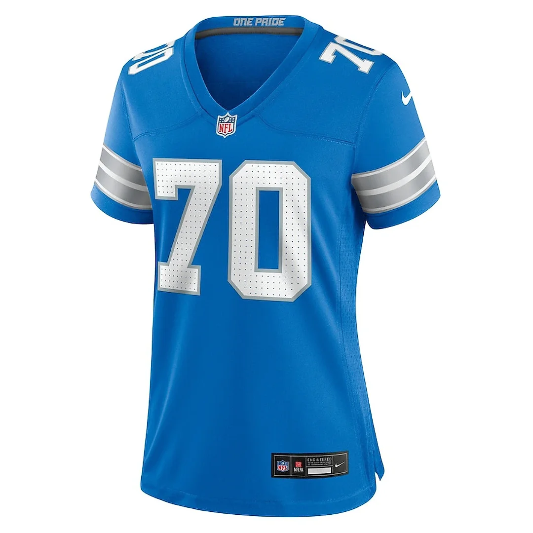 Zennovawear Dan Skipper 70 Detroit Lions Women's Team Game Jersey - Blue