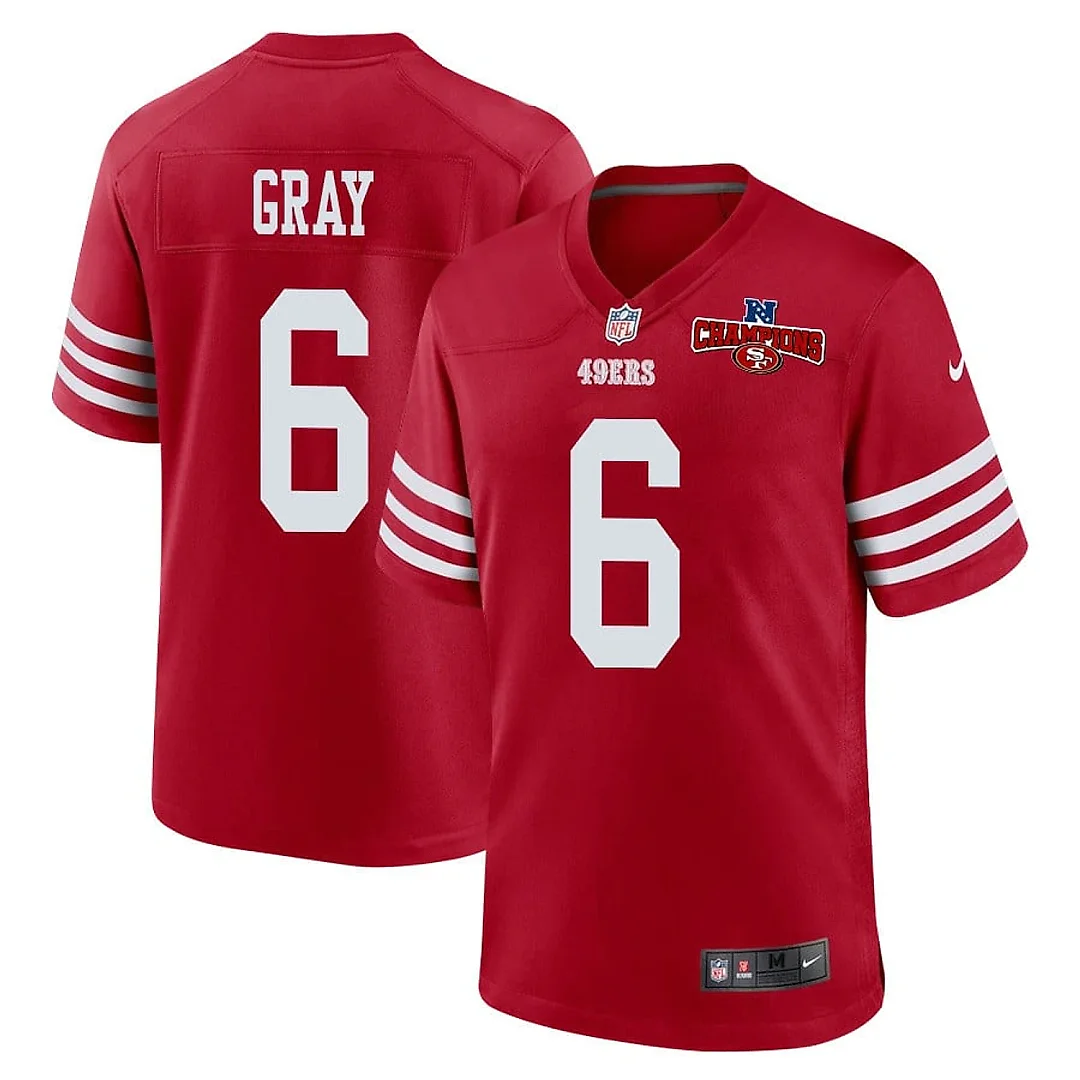 Zennovawear Danny Gray 6 San Francisco 49ers NFC Champions Patch Game Men Jersey - Scarlet