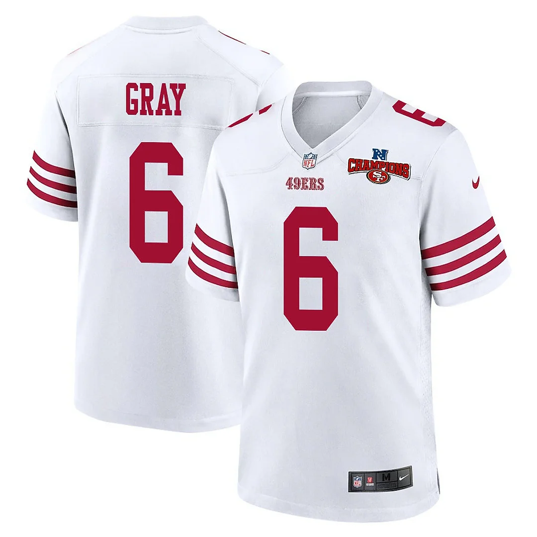 Zennovawear Danny Gray 6 San Francisco 49ers NFC Champions Patch Game Men Jersey - White
