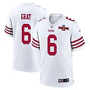 Zennovawear Danny Gray 6 San Francisco 49ers NFC Champions Patch Game Men Jersey - White