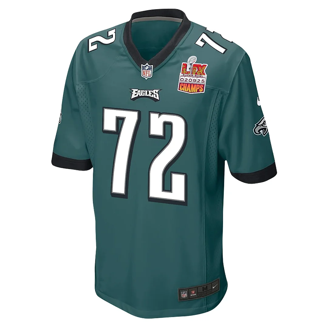 Zennovawear Darian Kinnard 72 Philadelphia Eagles Super Bowl LIX Champions Patch Game Men Jersey - Midnight Green