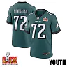 Zennovawear Darian Kinnard 72 Philadelphia Eagles Super Bowl LIX YOUTH Jersey - Midnight Green