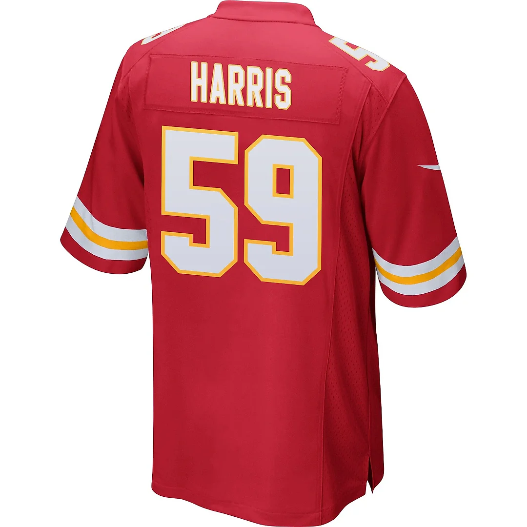 Zennovawear Darius Harris 59 Kansas City Chiefs AFC Champions Patch Game Men Jersey - Red