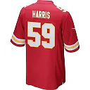 Zennovawear Darius Harris 59 Kansas City Chiefs AFC Champions Patch Game Men Jersey - Red