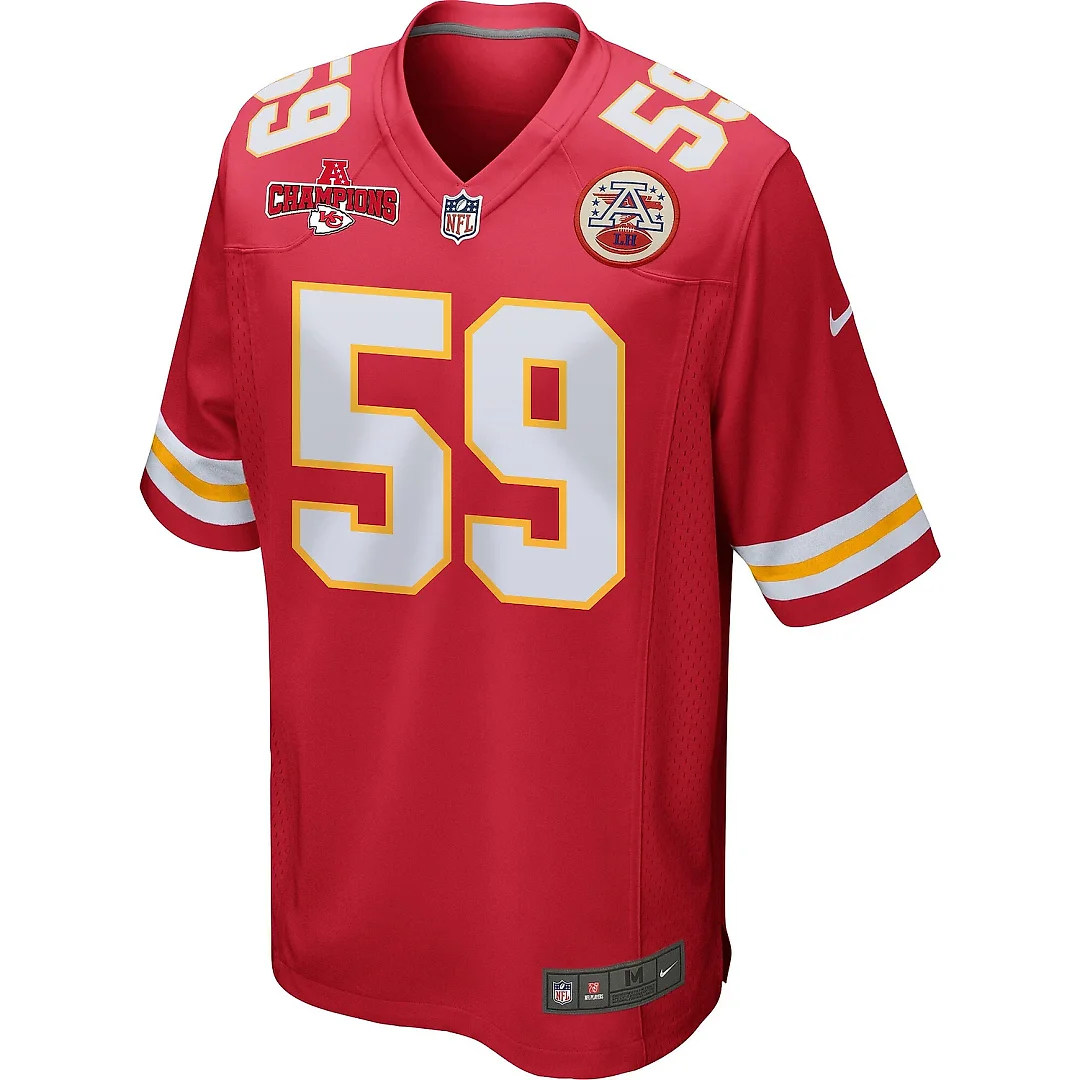 Zennovawear Darius Harris 59 Kansas City Chiefs AFC Champions Patch Game Men Jersey - Red