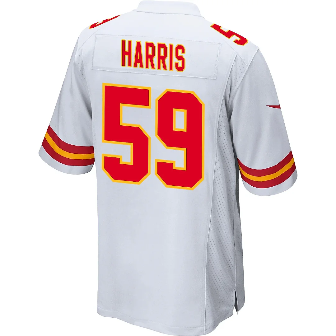 Zennovawear Darius Harris 59 Kansas City Chiefs AFC Champions Patch Game Men Jersey - White