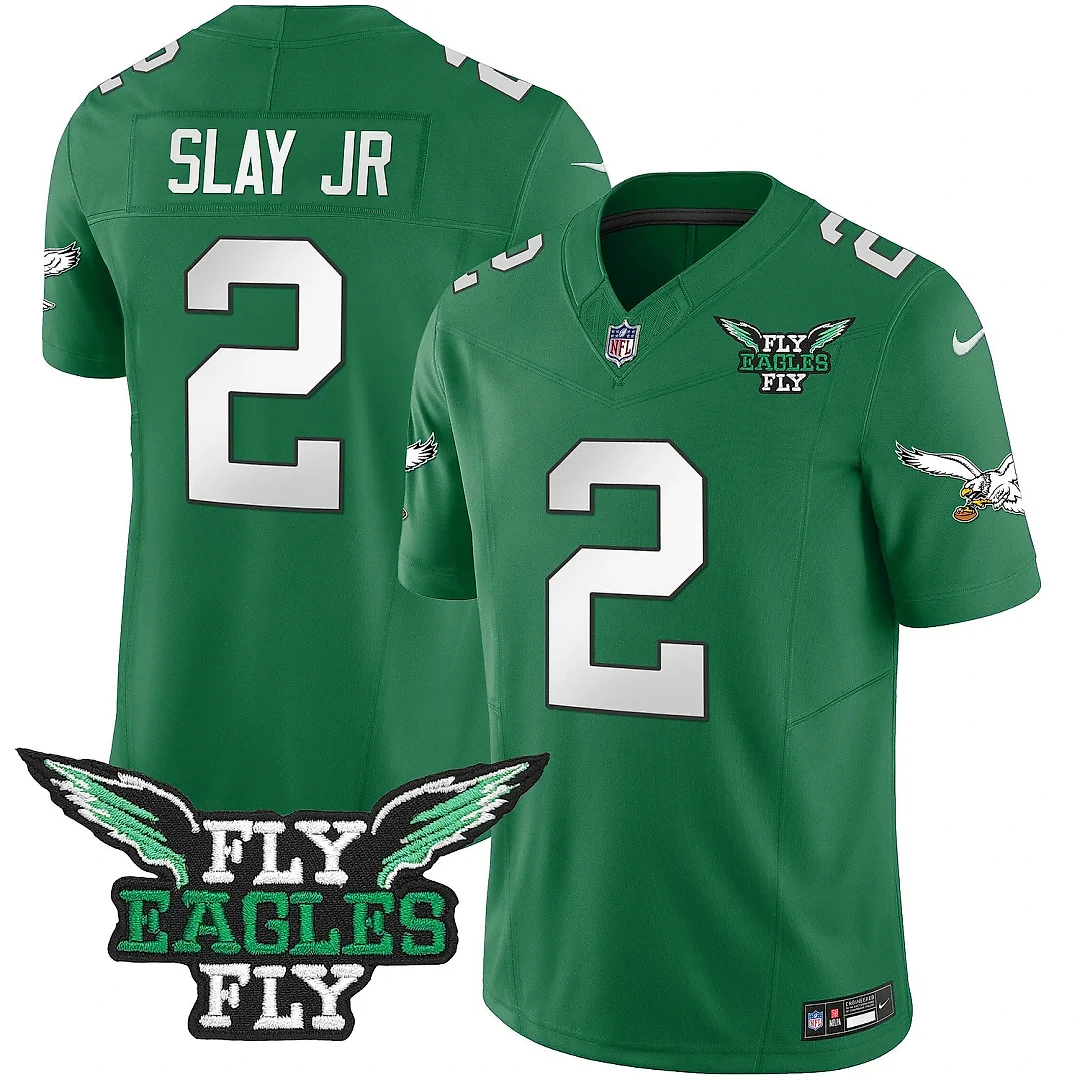 Zennovawear Darius Slay Jr. 2 Philadelphia Eagles Fly Eagles Fly Patch Alternate Game Men Jersey - Kelly Green