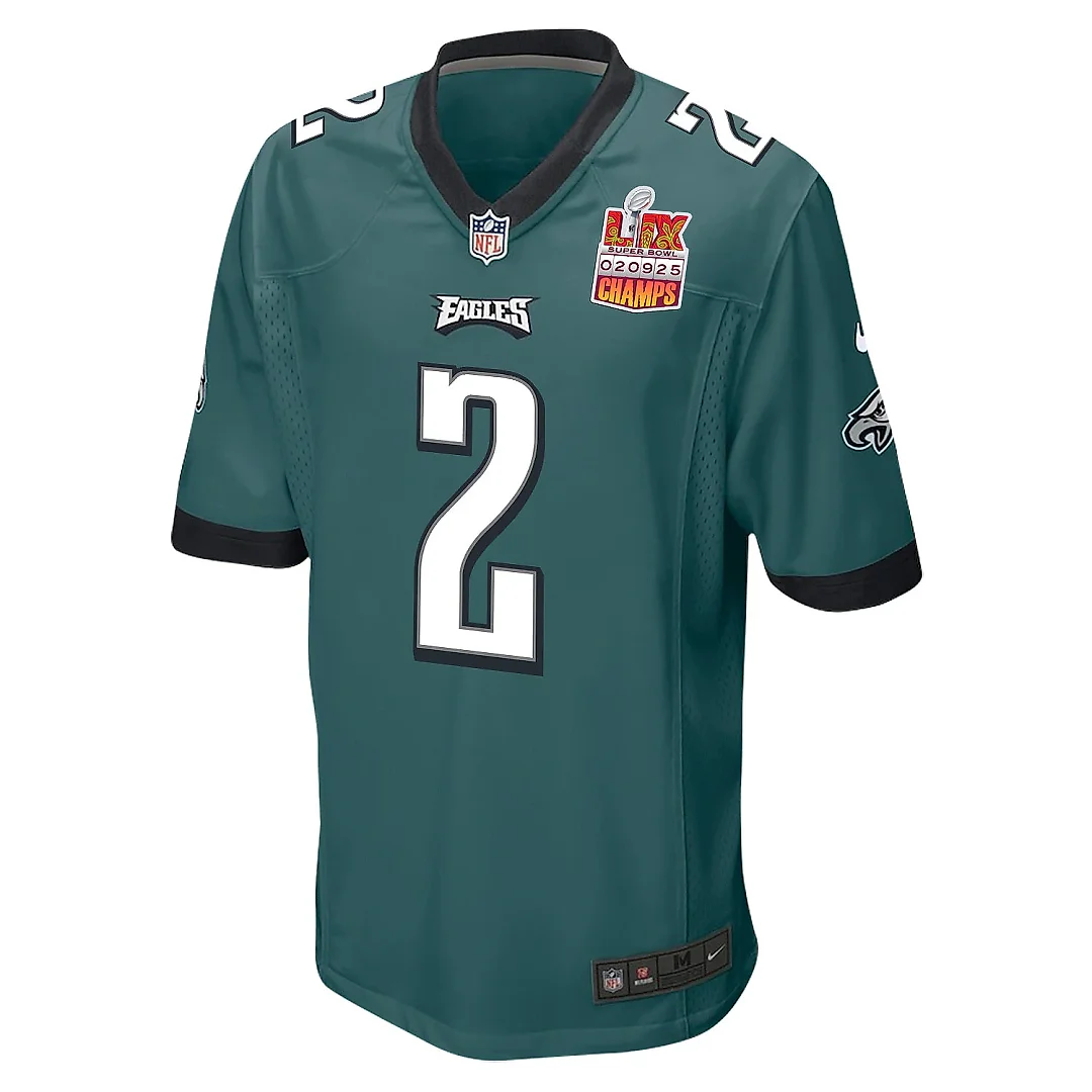 Zennovawear Darius Slay Jr. 2 Philadelphia Eagles Super Bowl LIX Champions Patch Game Men Jersey - Midnight Green