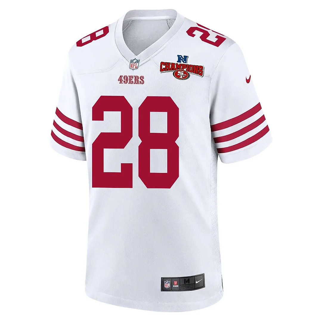 Zennovawear Darrell Luter Jr. 28 San Francisco 49ers NFC Champions Patch Game Men Jersey - White