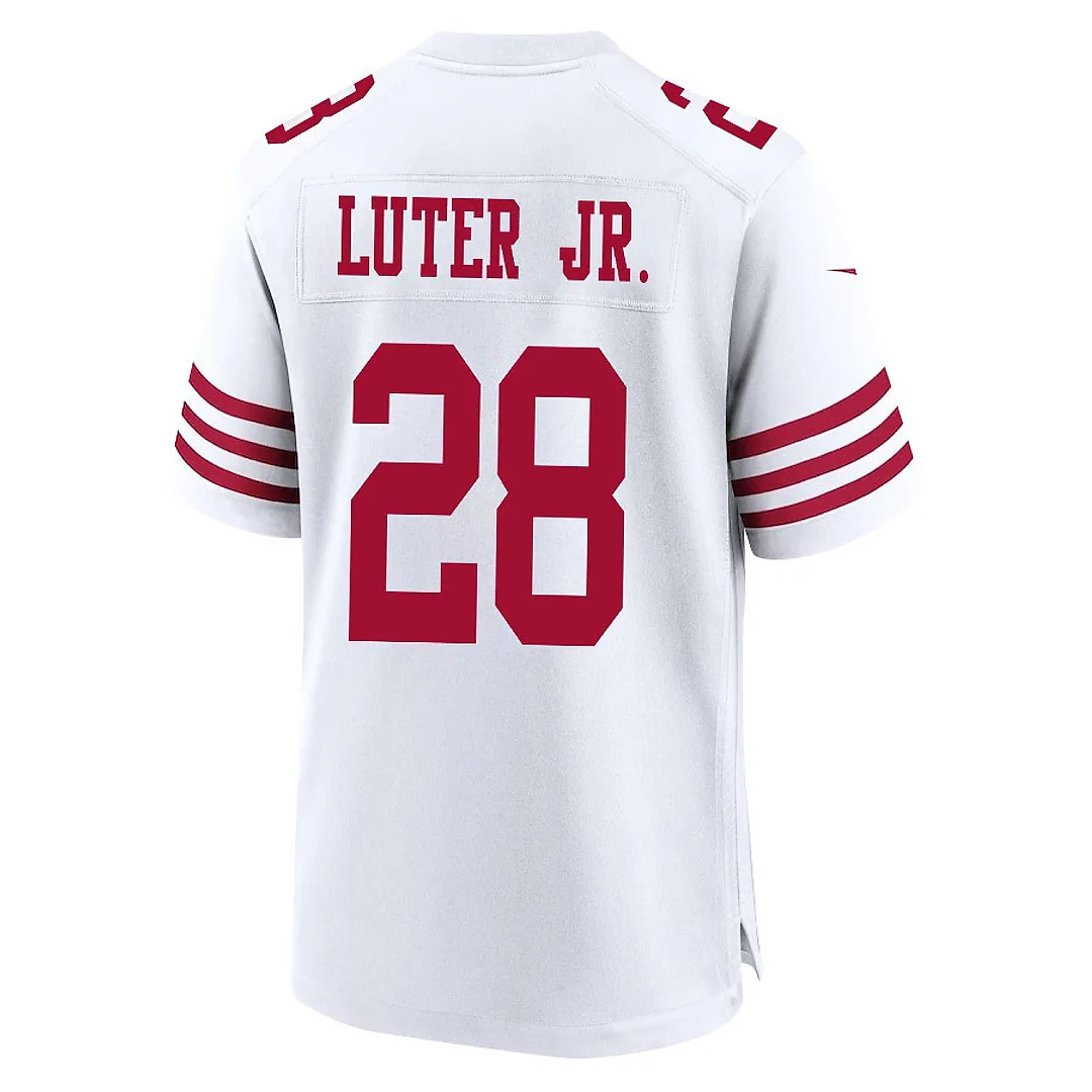 Zennovawear Darrell Luter Jr. 28 San Francisco 49ers NFC Champions Patch Game Men Jersey - White
