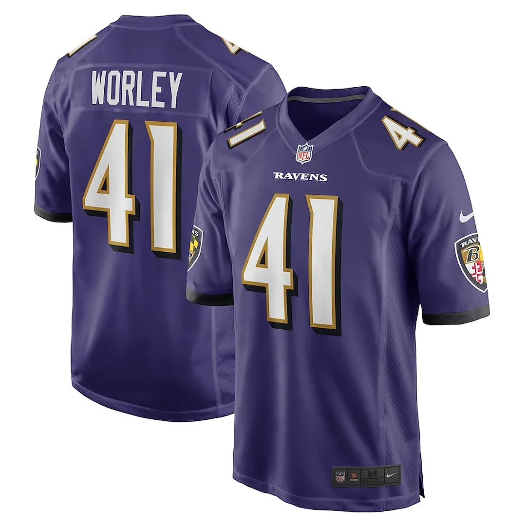 Zennovawear Daryl Worley 41 Baltimore Ravens Team Game Men Jersey - Purple