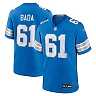 Zennovawear David Bada 61 Detroit Lions Team Game Men Jersey - Blue