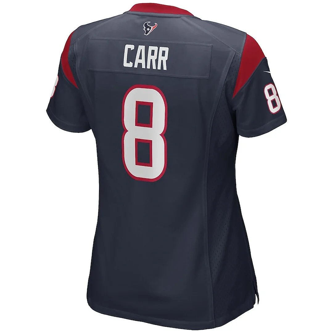 Zennovawear David Carr 8 Houston Texans Women Game Retired Jersey - Navy