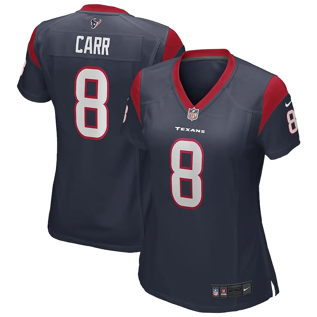 Zennovawear David Carr 8 Houston Texans Women Game Retired Jersey - Navy