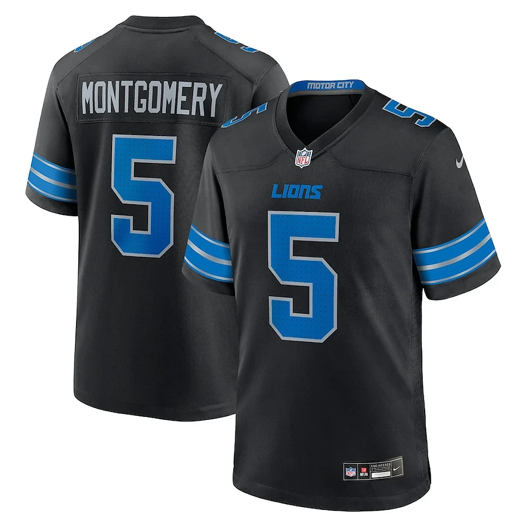 Zennovawear David Montgomery 5 Detroit Lions 2nd Alternate Game Jersey - Black, Men