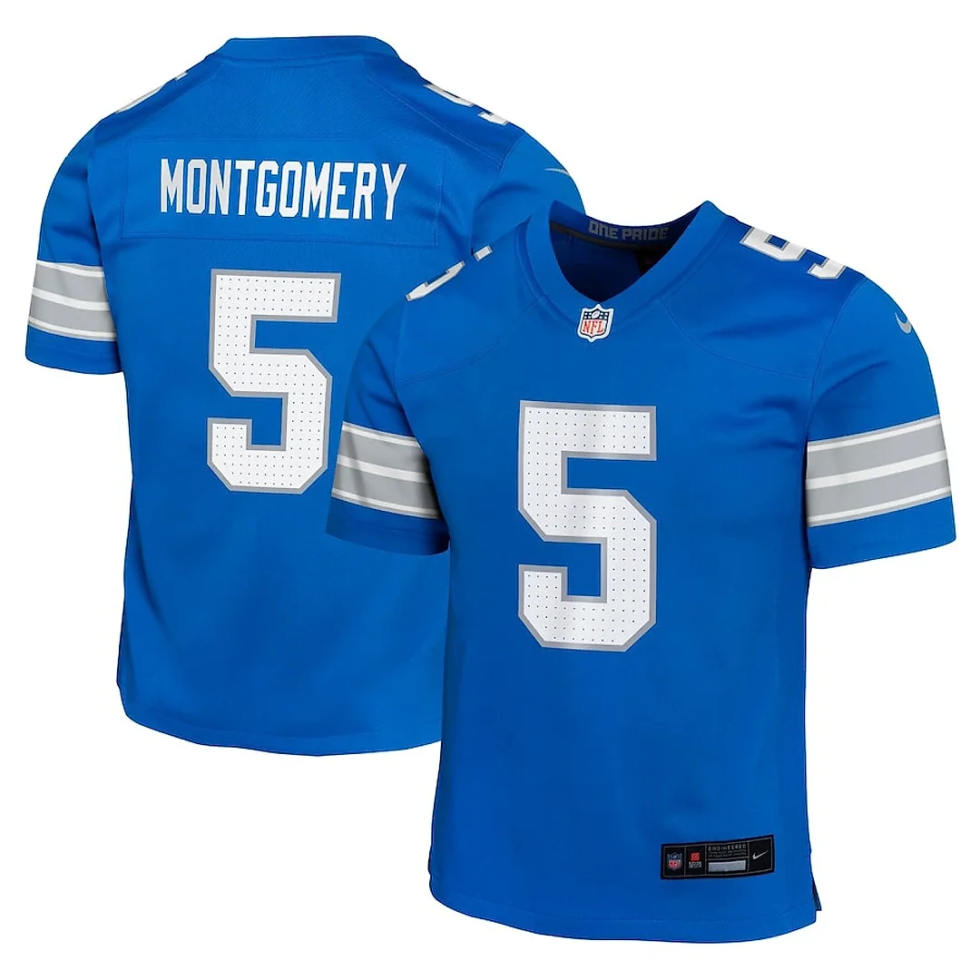 Zennovawear David Montgomery 5 Detroit Lions Team Player Game YOUTH Jersey - Blue