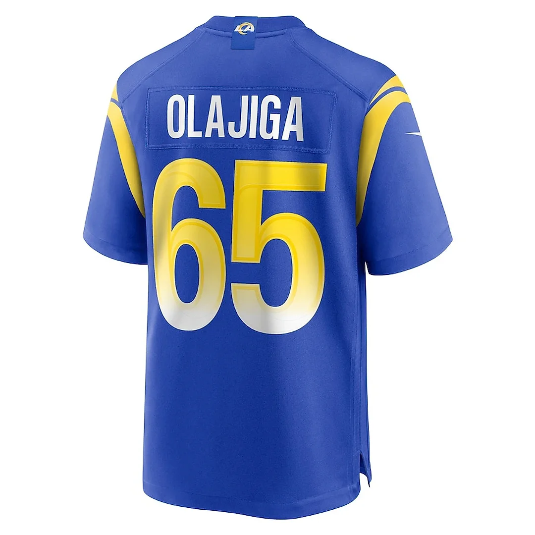 Zennovawear David Olajiga 65 Los Angeles Rams Game Men Jersey - Royal