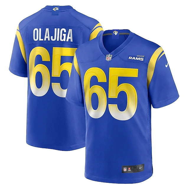 Zennovawear David Olajiga 65 Los Angeles Rams Game Men Jersey - Royal