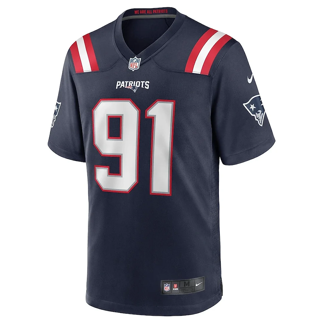 Zennovawear Deatrich Wise Jr. 91 New England Patriots Men Game Jersey - Navy