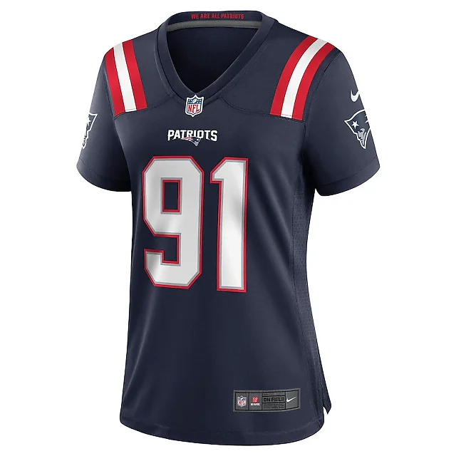 Zennovawear Deatrich Wise Jr. 91 New England Patriots Women Game Jersey - Navy