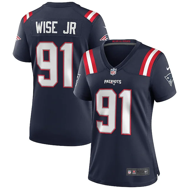 Zennovawear Deatrich Wise Jr. 91 New England Patriots Women Game Jersey - Navy