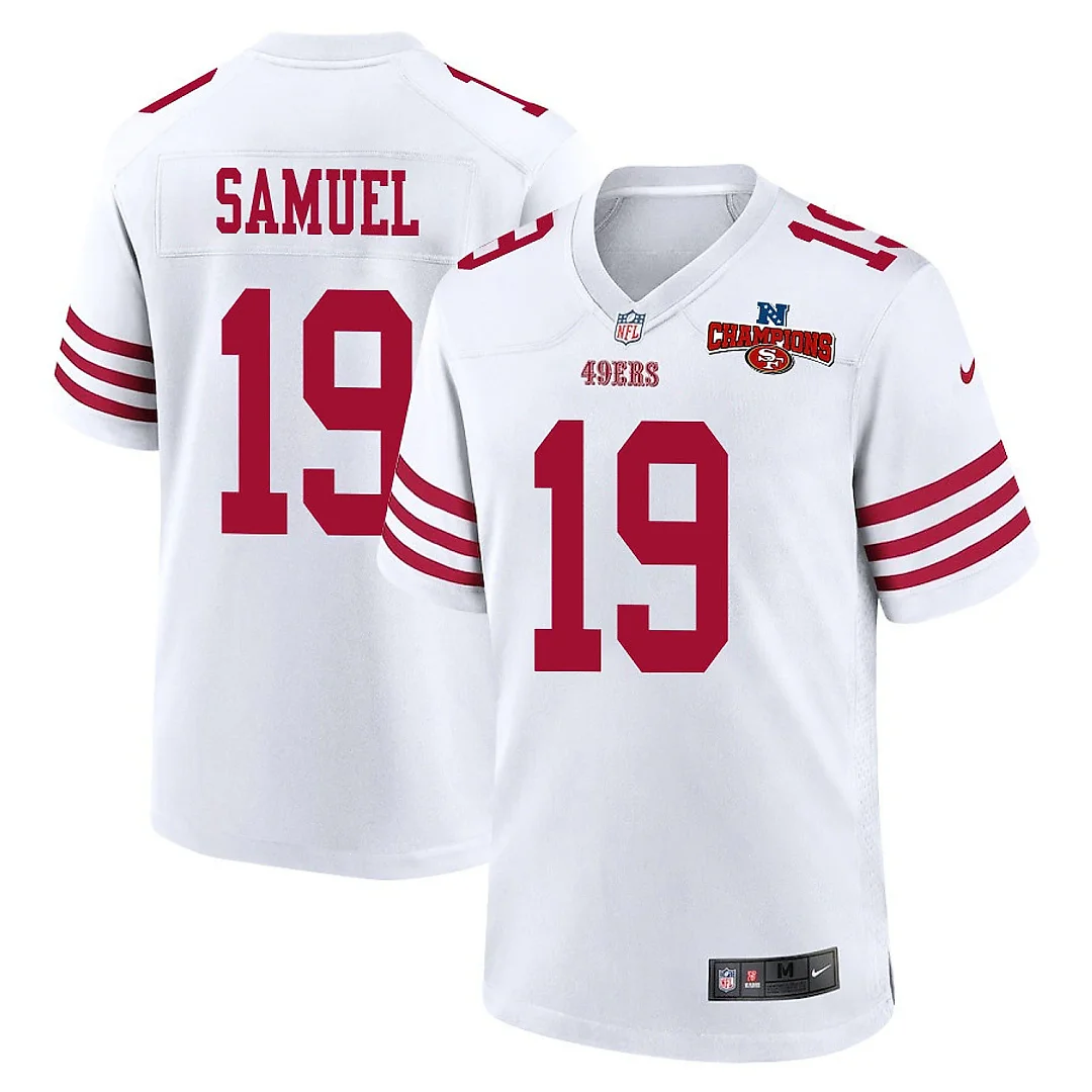 Zennovawear Deebo Samuel 19 San Francisco 49ers NFC Champions Patch Game Men Jersey - White