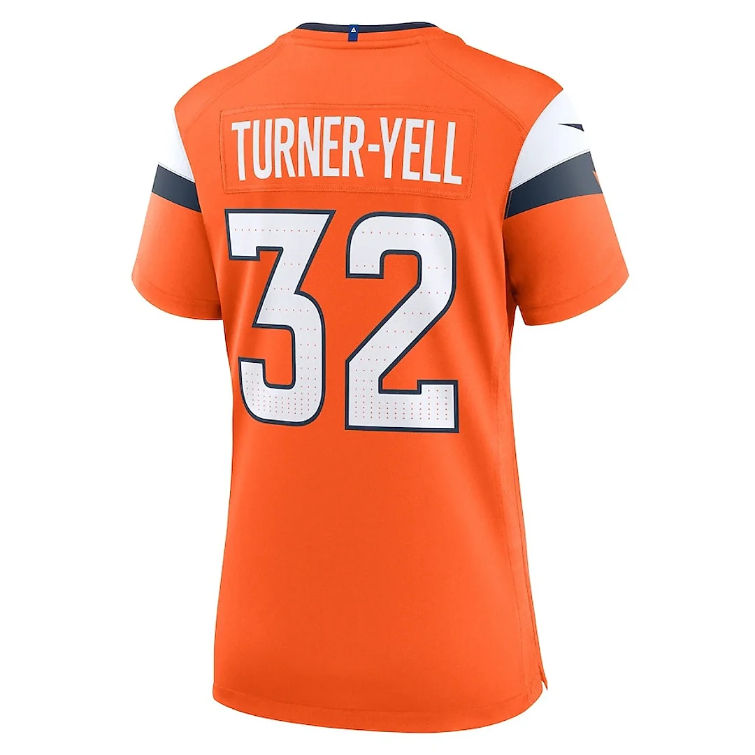 Zennovawear Delarrin Turner-Yell 32 Denver Broncos Women's Team Game Jersey - Orange