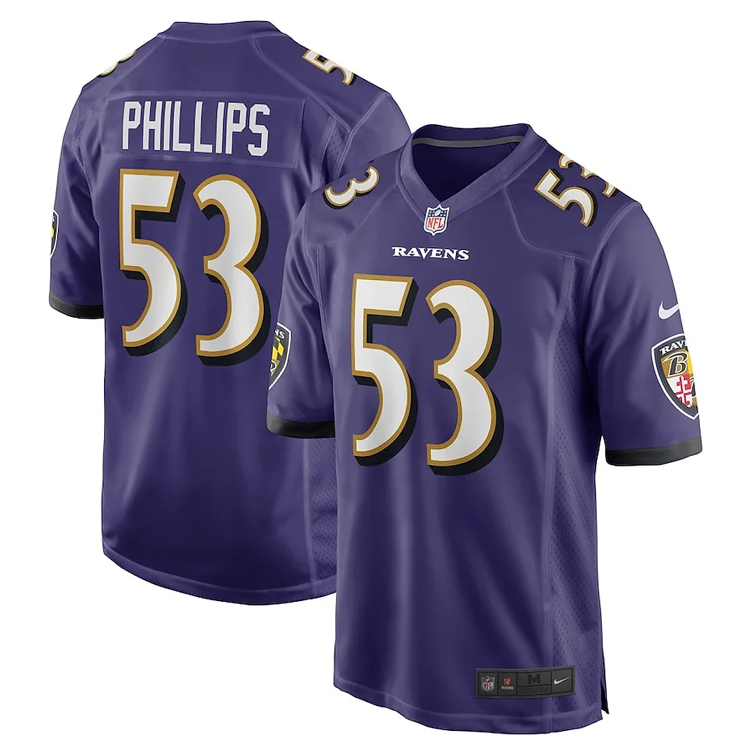 Zennovawear Del'Shawn Phillips 53 Baltimore Ravens Team Game Men Jersey - Purple