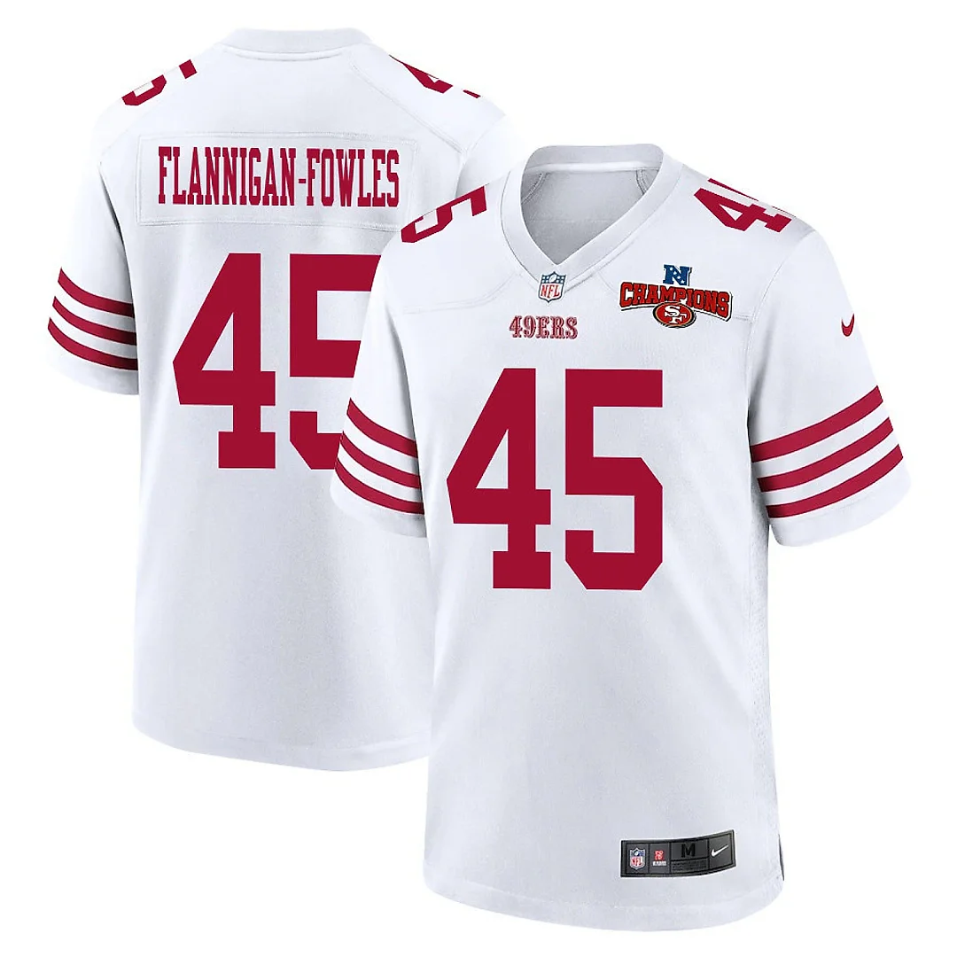 Zennovawear Demetrius Flannigan-Fowles 45 San Francisco 49ers NFC Champions Patch Game Men Jersey - White
