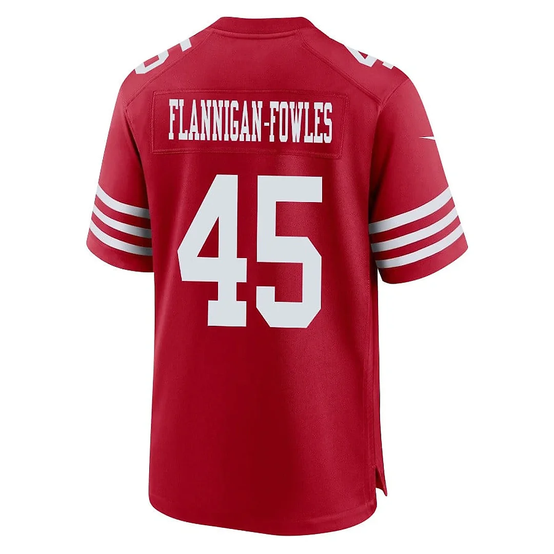 Zennovawear Demetrius Flannigan-Fowles 45 San Francisco 49ers NFC Champions Patch Game Men Jersey - Scarlet