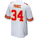 Zennovawear Deneric Prince 34 Kansas City Chiefs AFC Champions Patch Game Men Jersey - White