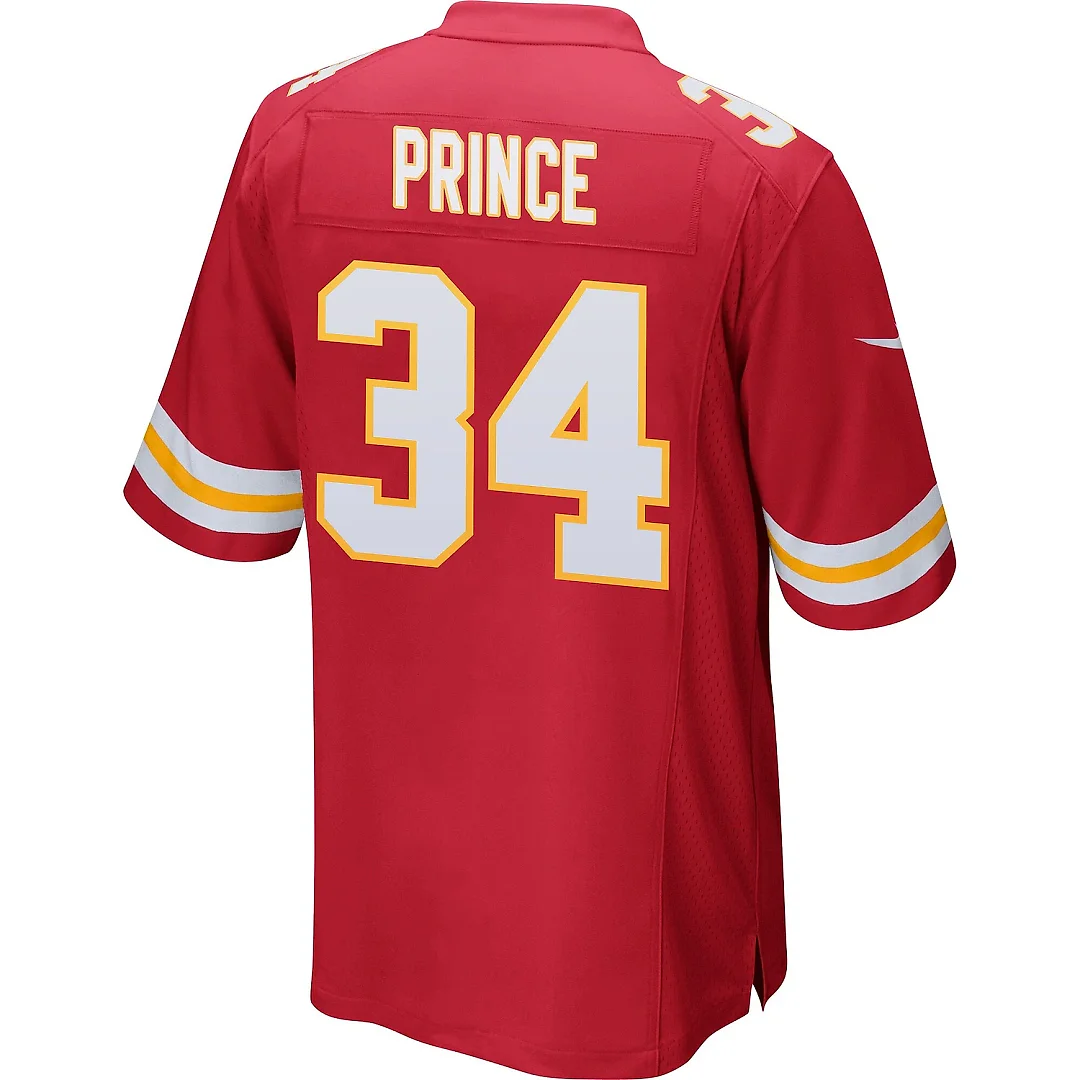 Zennovawear Deneric Prince 34 Kansas City Chiefs AFC Champions Patch Game Men Jersey - Red